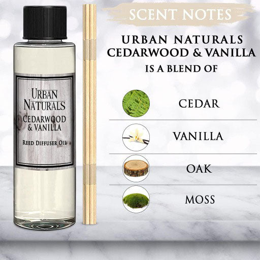 Cedarwood Vanilla Scented Oil Reed Diffuser Refill