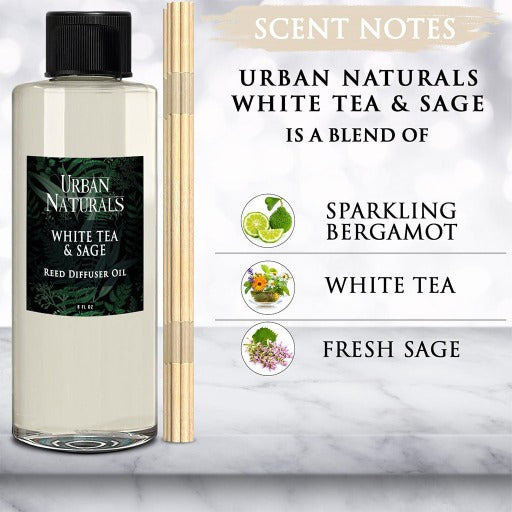 White Tea Sage 8oz Diffuser Refill Oil